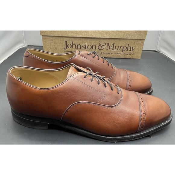 Johnston Murphy Rare Aldrich Cap Toe Chestnut Brown Shoes USA Mens 9.5 Fast Ship main image 4